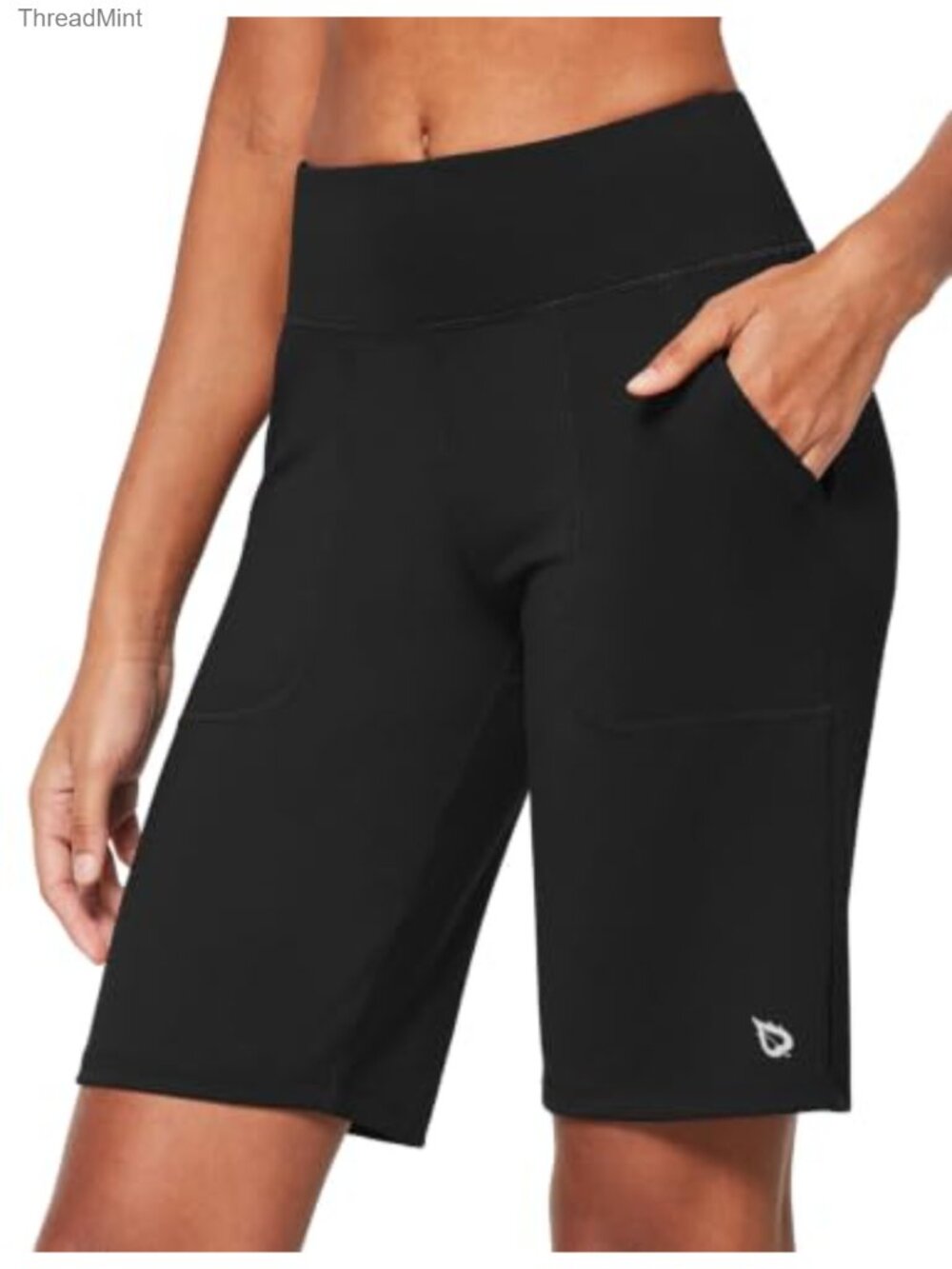 Bermuda Long Shorts for Women Knee Length High Rise 3 Pockets Quick Dry
